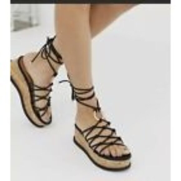 ASOS Shoes - ASOS Black Gladiator Cork Platform Sandals